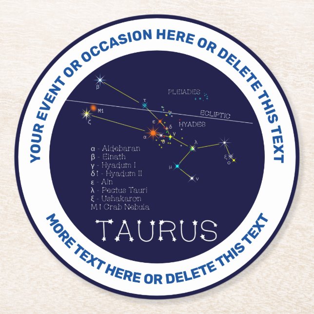 Zodiac Constellation Taurus Runder Pappuntersetzer (Vorderseite)