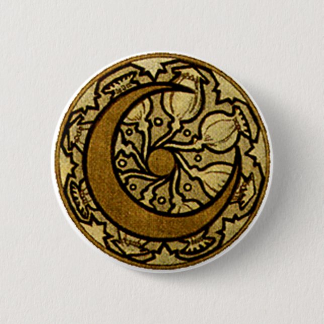 Zodiac Crescent Moon Mucha Button (Vorderseite)