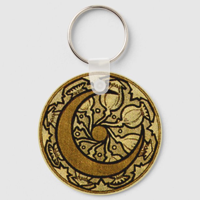 Zodiac Crescent Moon Mucha Schlüsselanhänger (Vorderseite)