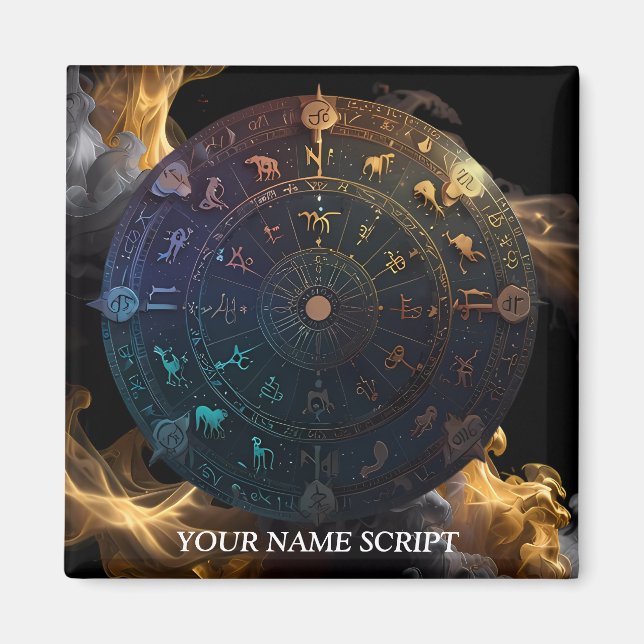 Zodiac Disk Astrologie verkörpern Kunst und Dekora Magnet (Vorne)