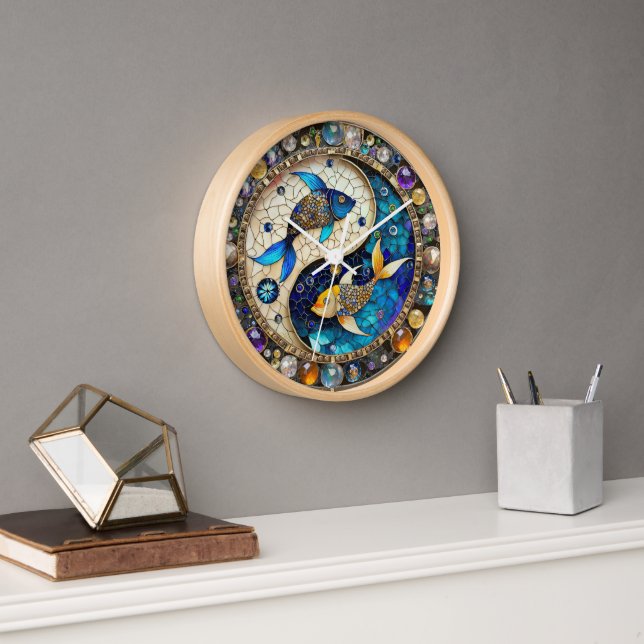 Zodiac - Fische Fischjin und Yang Uhr (Büro)