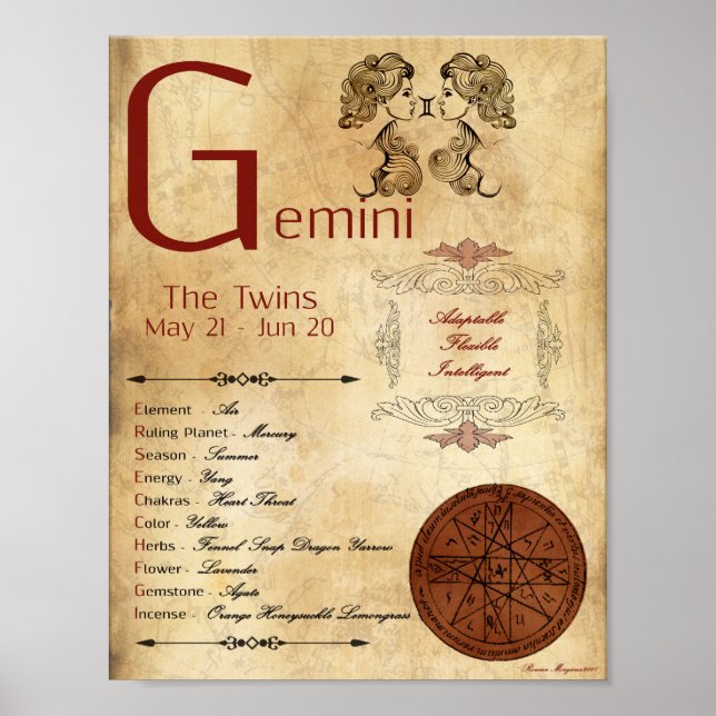 ZODIAC GEMINI Birth Sign POSTER (Vorne)