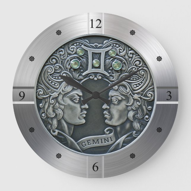 Zodiac ~ Gemini ~ Celestial ~ Western Astrologie ~ Große Wanduhr (Vorderseite)
