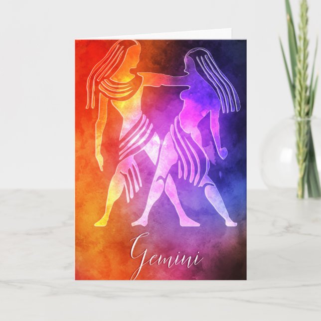 Zodiac: Gemini farbenfrohe Candy Colors Karte (Vorderseite)