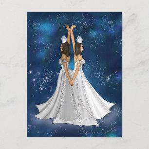 Zodiac Gemini Goddess in Blue Celestial Space Postkarte
