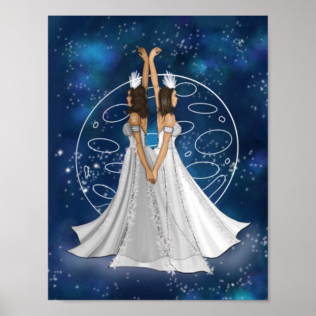 Zodiac Gemini Goddess mit Planet-Merkur Poster (Vorne)