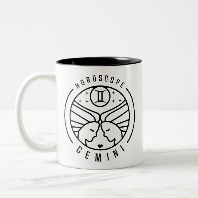 Zodiac GEMINI Horoscope Design Zweifarbige Tasse (Links)