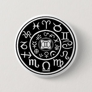 Zodiac - Gemini-Konstellation und Planetendesign Button