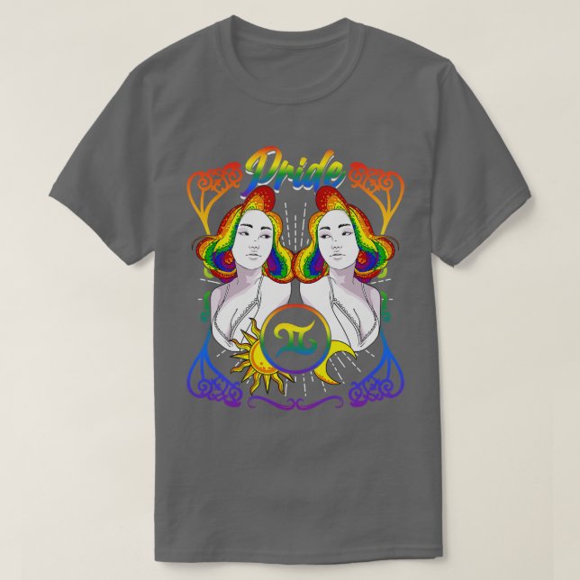 Zodiac Gemini LGBTQ Pride T-Shirt (Design vorne)