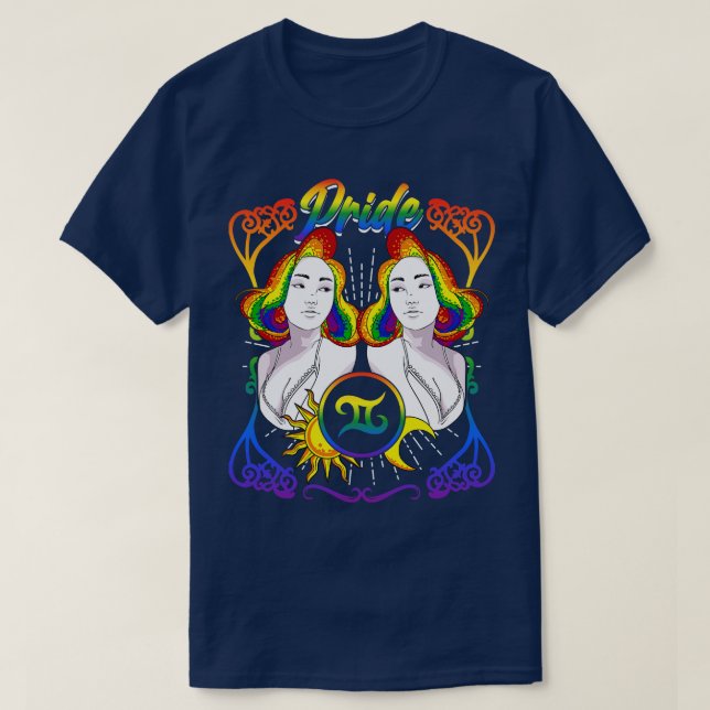 Zodiac Gemini LGBTQ Pride T-Shirt (Design vorne)