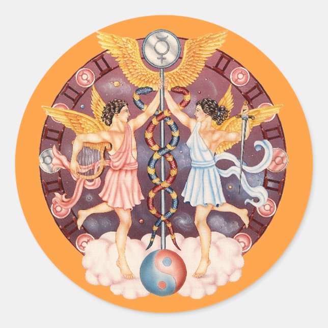 Zodiac Gemini - Passen Sie es an! Runder Aufkleber (Vorderseite)