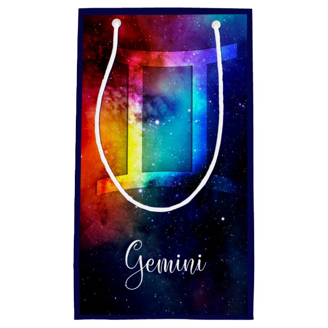 Zodiac : Gemini Rainbow Space Kleine Geschenktüte (Vorderseite)