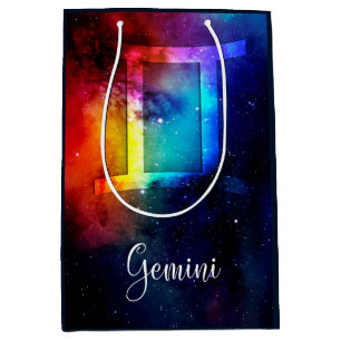 Zodiac : Gemini Rainbow Space Mittlere Geschenktüte