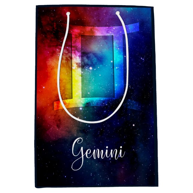 Zodiac : Gemini Rainbow Space Mittlere Geschenktüte (Vorderseite)