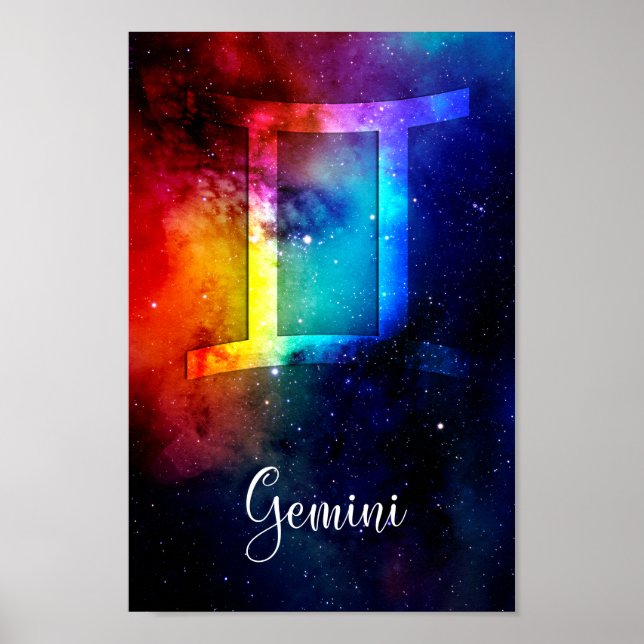 Zodiac : Gemini Rainbow Space Poster (Vorne)
