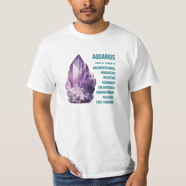 Zodiac Gemstones: Aquarius, Amethyst T-Shirt (Vorderseite)