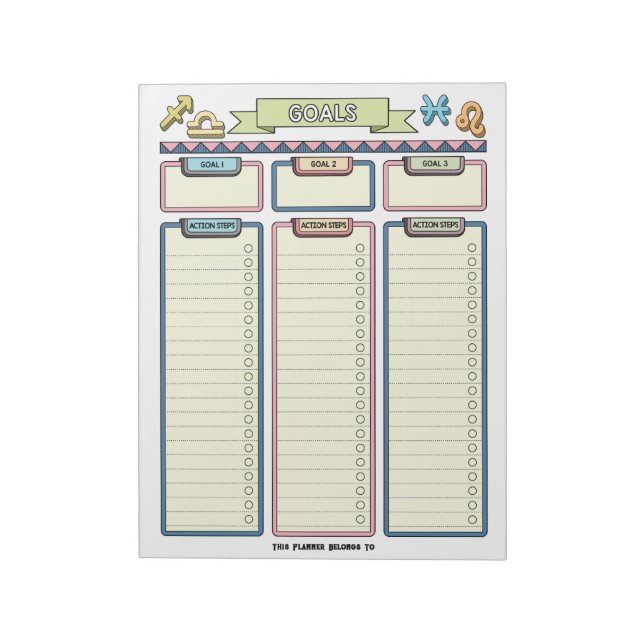 Zodiac Goal Planner Custom Notepad Notizblock (Rotiert)