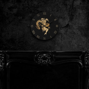 Zodiac Goddess   Cosmic Gold Aquarius Astrologie Runde Wanduhr