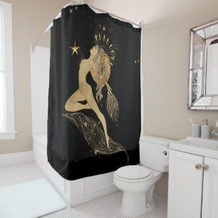 Zodiac Goddess Cosmic Gold Aries Astrologie Duschvorhang