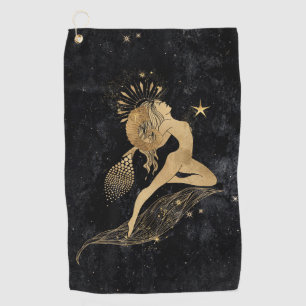 Zodiac Goddess Cosmic Gold Aries Astrologie Golfhandtuch