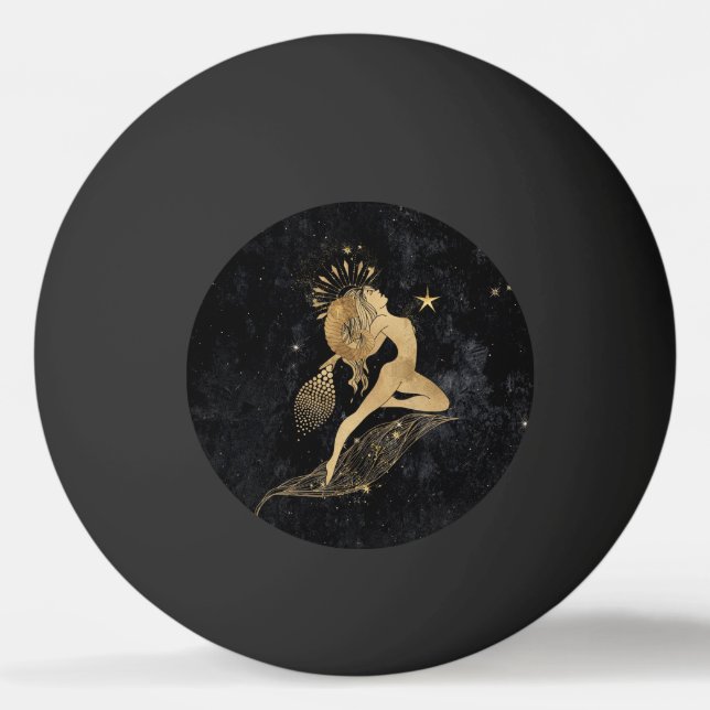 Zodiac Goddess | Cosmic Gold Aries Astrologie Tischtennisball (Vorderseite)