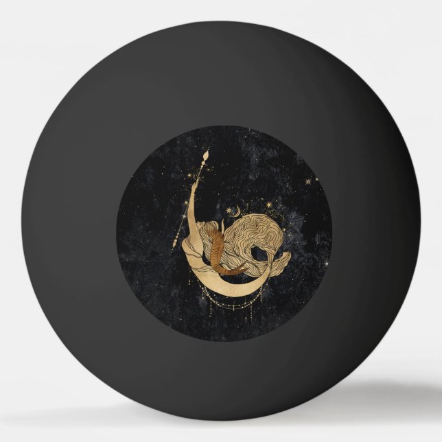 Zodiac Goddess | Cosmic Gold Capricorn Astrologie Tischtennisball (Vorderseite)