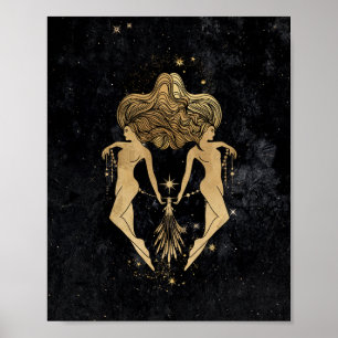 Zodiac Goddess Cosmic Gold Gemini Astrologie Poster