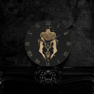 Zodiac Goddess   Cosmic Gold Gemini Astrology Runde Wanduhr
