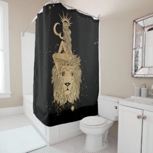 Zodiac Goddess Cosmic Gold Leo Astrologie Duschvorhang