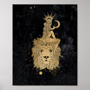 Zodiac Goddess Cosmic Gold Leo Astrologie Poster