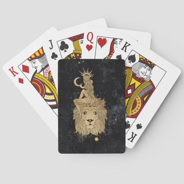 Zodiac Goddess | Cosmic Gold Leo Astrologie Spielkarten (Rückseite)
