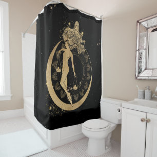 Zodiac Goddess Cosmic Gold Libra Astrologie Duschvorhang