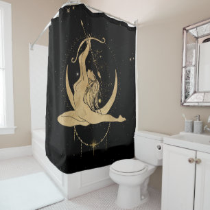 Zodiac Goddess Cosmic Gold Sagittarius Astrologi Duschvorhang