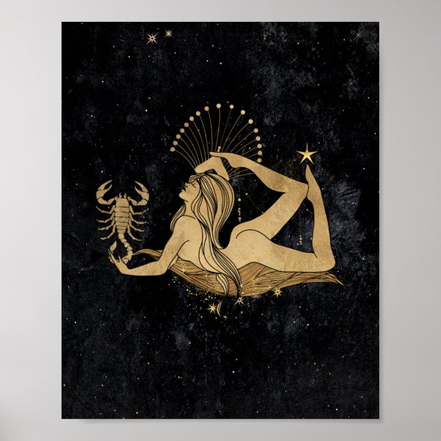 Zodiac Goddess | Cosmic Gold Scorpio Astrologie Poster (Vorne)