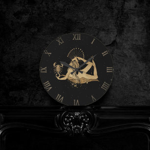 Zodiac Goddess   Cosmic Gold Scorpio Astrologie Runde Wanduhr