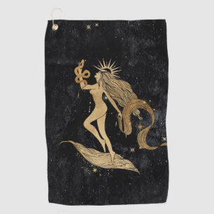Zodiac Goddess Cosmic Gold Virgo Astrologie Golfhandtuch