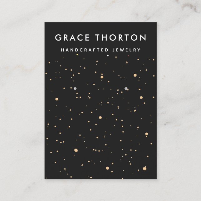 Zodiac Gold Stars Earring Juwelier Display Card Visitenkarte (Vorderseite)