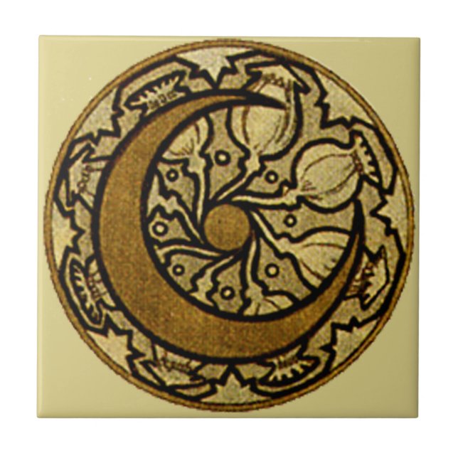 Zodiac Halbmond Mucha  Fliese (Vorderseite)