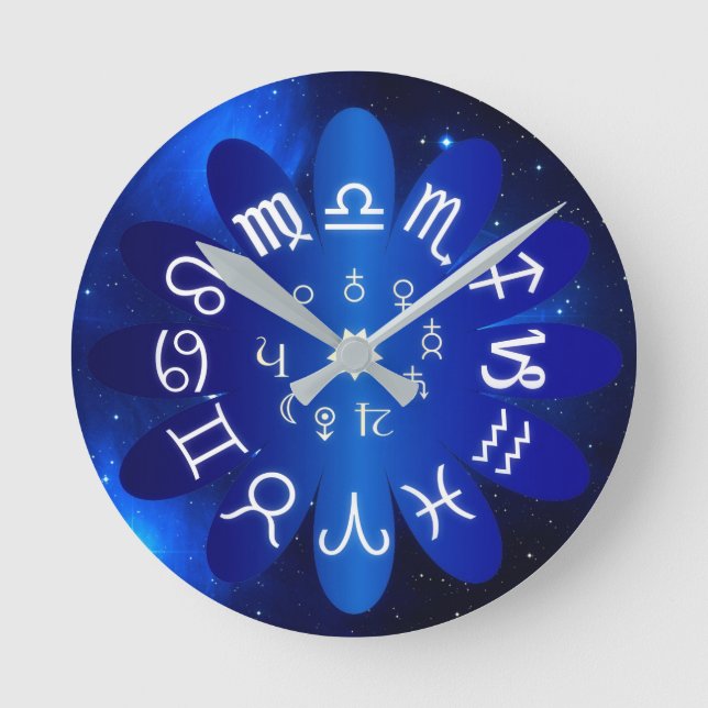 Zodiac Horoskop Astrologische Zeichen Runde Wanduhr (Vorderseite)