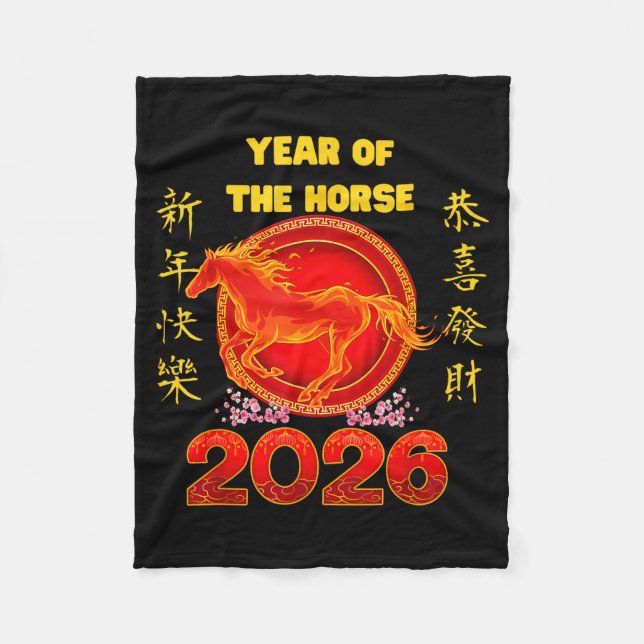 Zodiac Horse Chinese Lunar New Year 2026  Fleecedecke (Vorderseite)