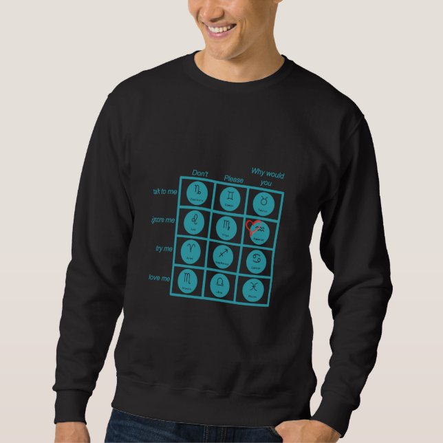 Zodiac Interaction Chart Aquarius Edition Astrolog Sweatshirt (Vorderseite)