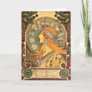 Zodiac, Jugendstil-Malerei von Alphonse Mucha Karte
