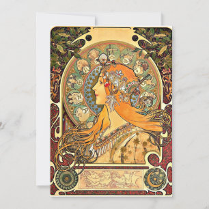 Zodiac, Jugendstil-Malerei von Alphonse Mucha Karte