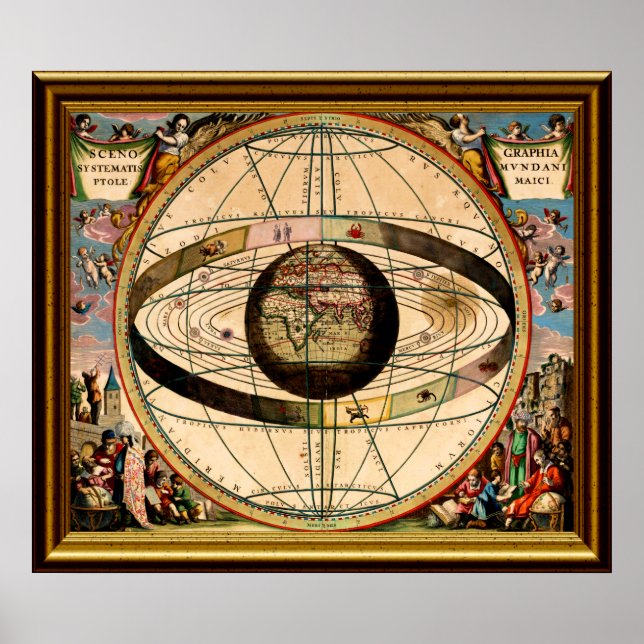 Zodiac-Karte-1-W-Rahmen Poster (Vorne)