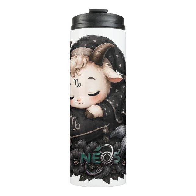 Zodiac Kawaii Neos Steinbock Thermosbecher (Vorderseite)