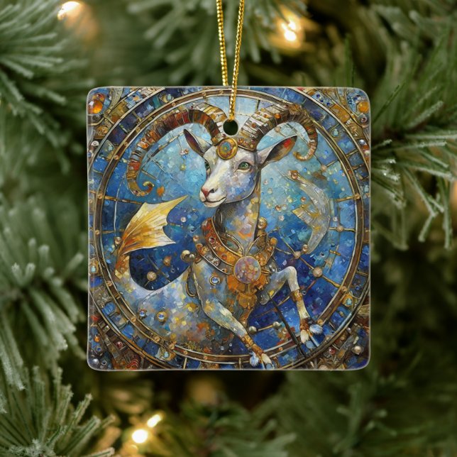 Zodiac - Korn der Meerziege Keramikornament (Baum)