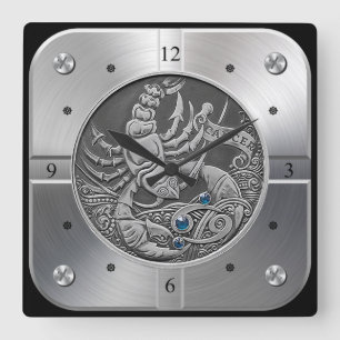 Zodiac ~ Krebs ~ Celestial ~ Western Astrologie ~ Quadratische Wanduhr