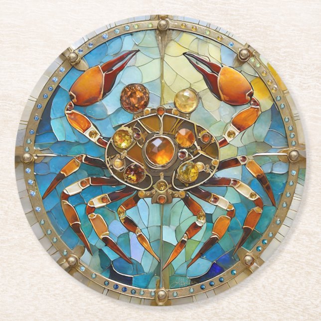 Zodiac - Krebs Die Krebserkrankung Runder Pappuntersetzer (Vorderseite)