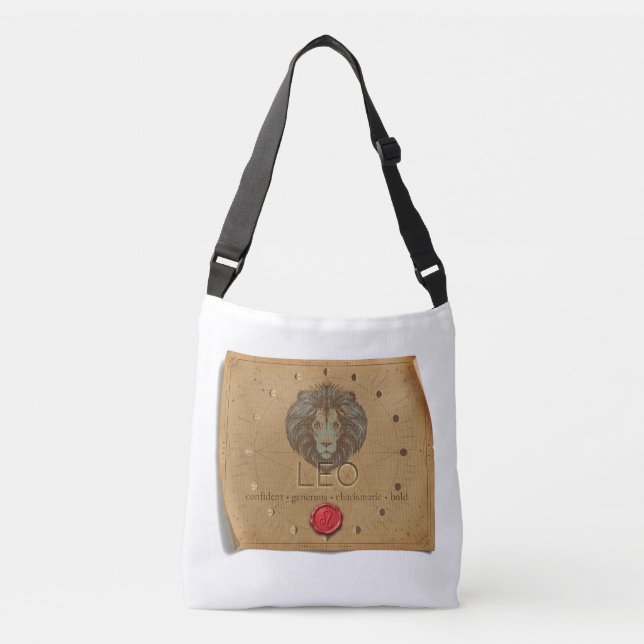 Zodiac - Leo - Cross Body Tote Bag Tragetaschen Mit Langen Trägern (Vorderseite)