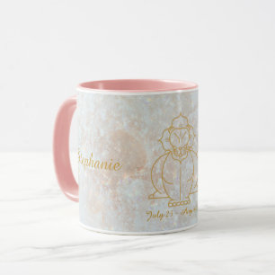 Zodiac Leo Star Sign Celestial Monogram Glitzer Tasse
